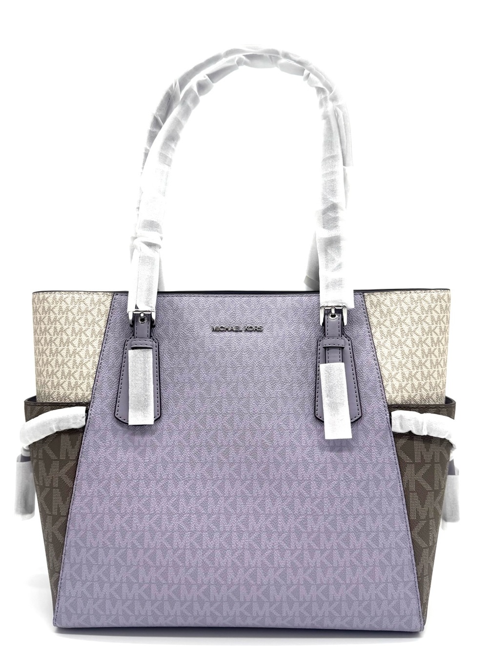 Michael Kors Voyager Large Color-Block Signature Logo Tote Bag - Lilac